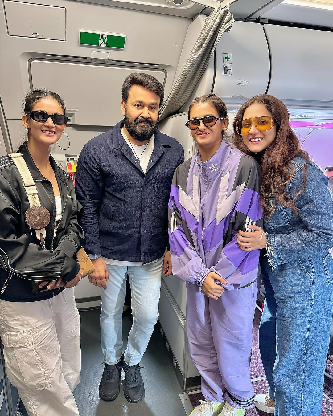 Exclusive Picture: Guess Who Meets Superstar Mohanlal on Flight; Find Out How The sisters are happy about meeting the legendary actor On Flight!