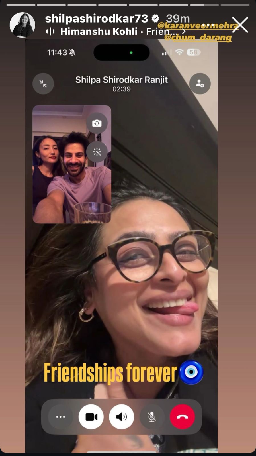 Bigg boss 18 Fame Shilpa Shirodkar video calls Chum Darang and Karan Veer Mehra, shares adorable picture on social media