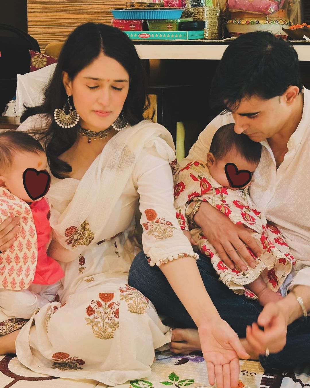 Most Loved Couple Gautam Rode And Pankhuri Awasthy Celebrated Their Twin Babies Rice Eating Ceremony. They Shared Glimpse Of It.